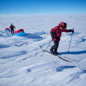 Skiing through some Sustrugi on the surface