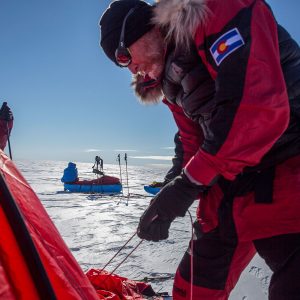 Setting up the Hilleberg tents at camp